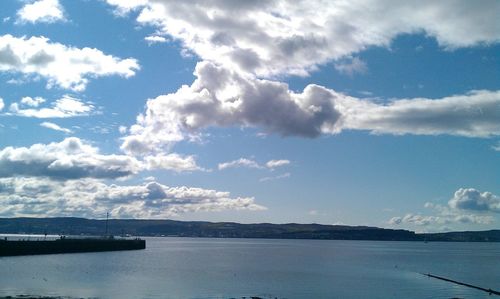 Scenic view of lake against cloudy sky