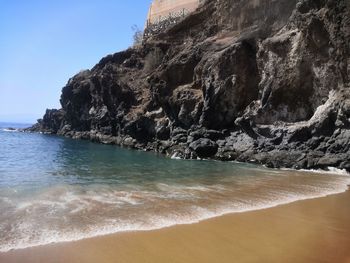 Scenic view of beach against sky