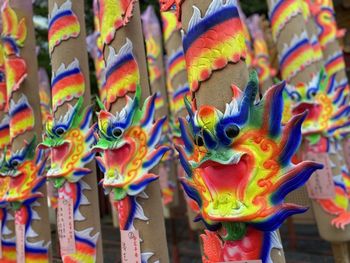 Close-up of multi colored sculpture for sale