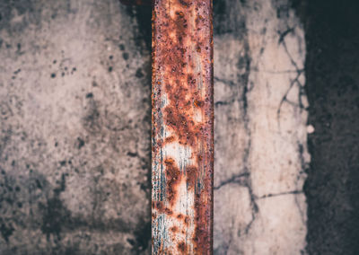 Close-up of rusty metal on wall