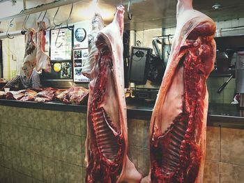 Midsection of man standing at market stall