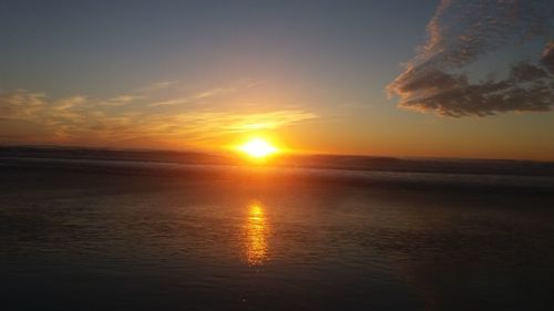 Scenic view of sea against sky at sunset