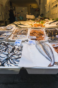 Fish for sale at market stall