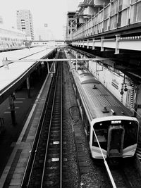 Railroad tracks in city