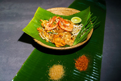 Close-up of food in plate on table