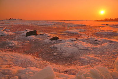 Scenic view of sea against sky during sunset