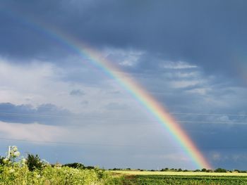 Scenic view of rainbow against sky