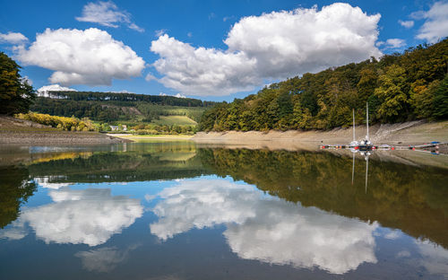 Panoramic image of lake henne, sauerland, germany