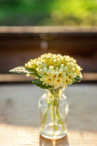 Close-up of flower vase on table