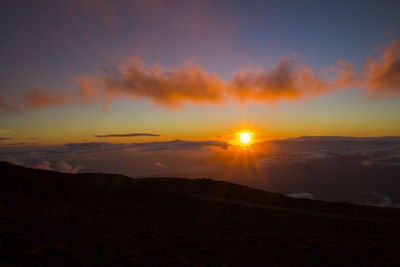 Scenic view of dramatic sky during sunset