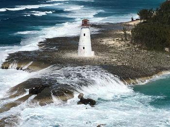 Waves splashing on rocks