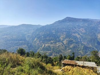 Scenic view of mountains against sky