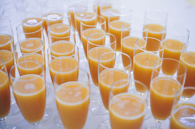 Close-up of juice in glass on table