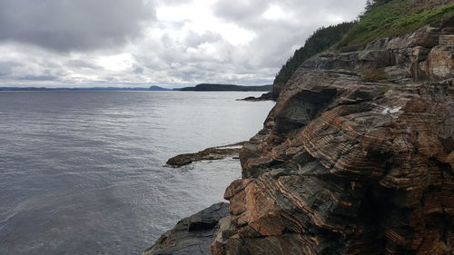 Scenic view of sea against cloudy sky