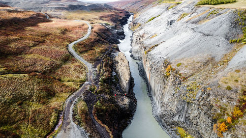 High angle view of waterfall