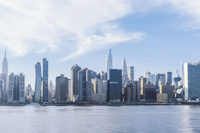 View from from roosevelt island to midtown east buildings. skyline of east side of manhattan