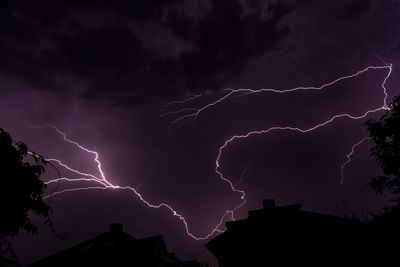 Low angle view of lightning in sky