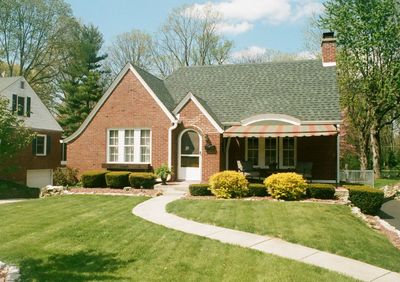 Built structure with lawn in foreground