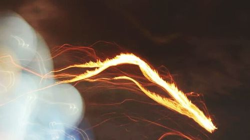 Fire burning in dark room