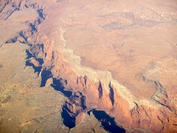 High angle view of river and mountain