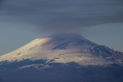 Scenic view of snowcapped mountain against sky