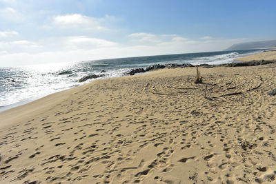 Scenic view of beach against sky