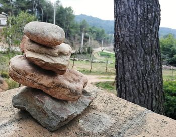 Stack of rocks on landscape