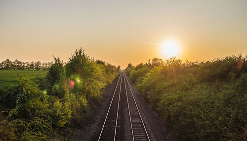 Railroad track at sunset