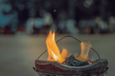 Close-up of burning fire