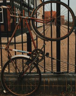 Close-up of bicycle wheel