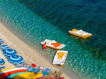 High angle view of boats in swimming pool