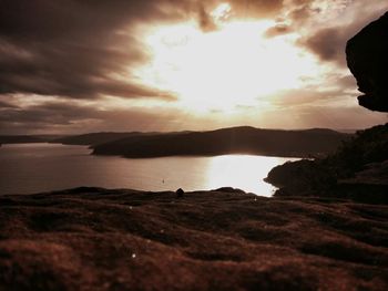 Scenic view of sea against cloudy sky