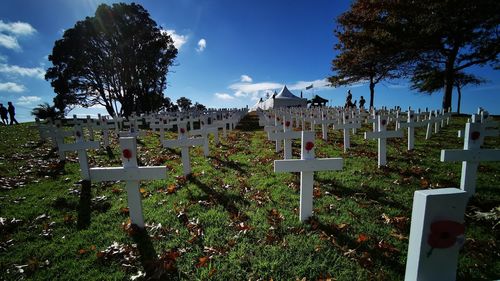 View of cemetery against sky