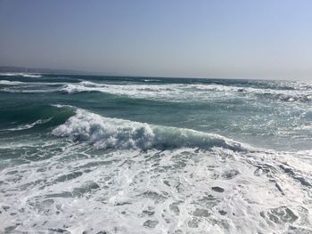 Scenic view of sea against clear sky