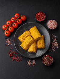 High angle view of food on table