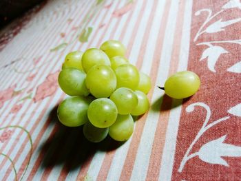 High angle view of grapes on table