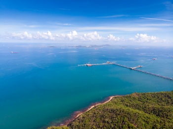 High angle view of sea against sky