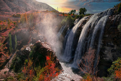 Scenic view of waterfall