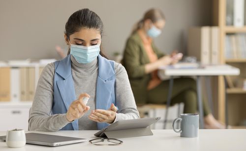 Woman working on table