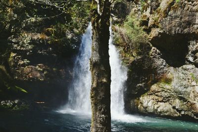 Scenic view of waterfall