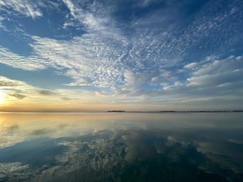 Scenic view of sea against sky at sunset