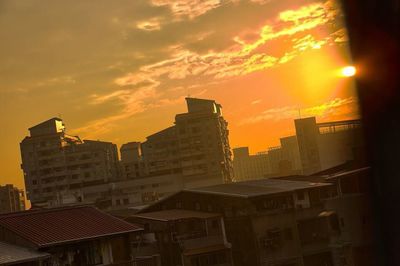 Buildings at sunset