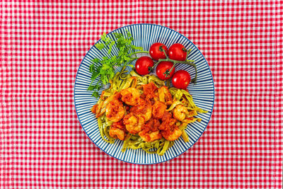 High angle view of breakfast served in plate