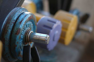 Close-up of dumbbells