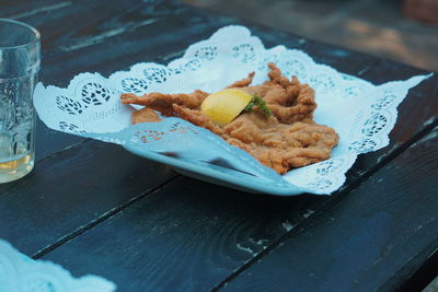 High angle view of food on table