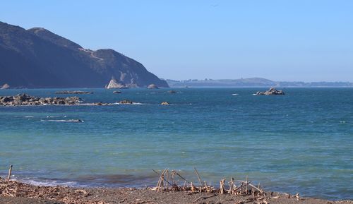 Scenic view of sea against clear sky