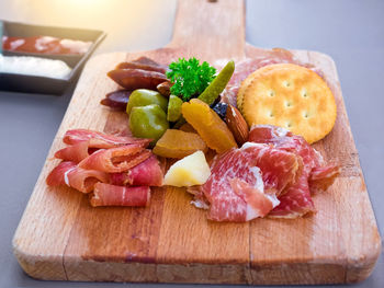 Close-up of food on cutting board