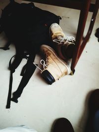 Close-up of man sitting on table