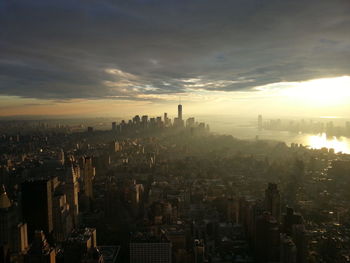 City skyline at dusk