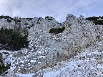 Scenic view of rocks against sky during winter